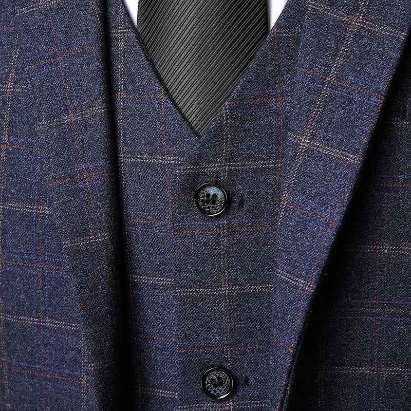 Elegante completo da uomo 3 pezzi a quadri – Completo business e da cerimonia slim fit