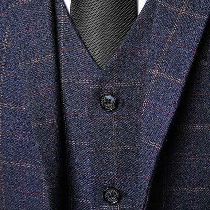 Elegante completo da uomo 3 pezzi a quadri – Completo business e da cerimonia slim fit