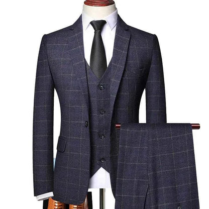 Elegante completo da uomo 3 pezzi a quadri – Completo business e da cerimonia slim fit