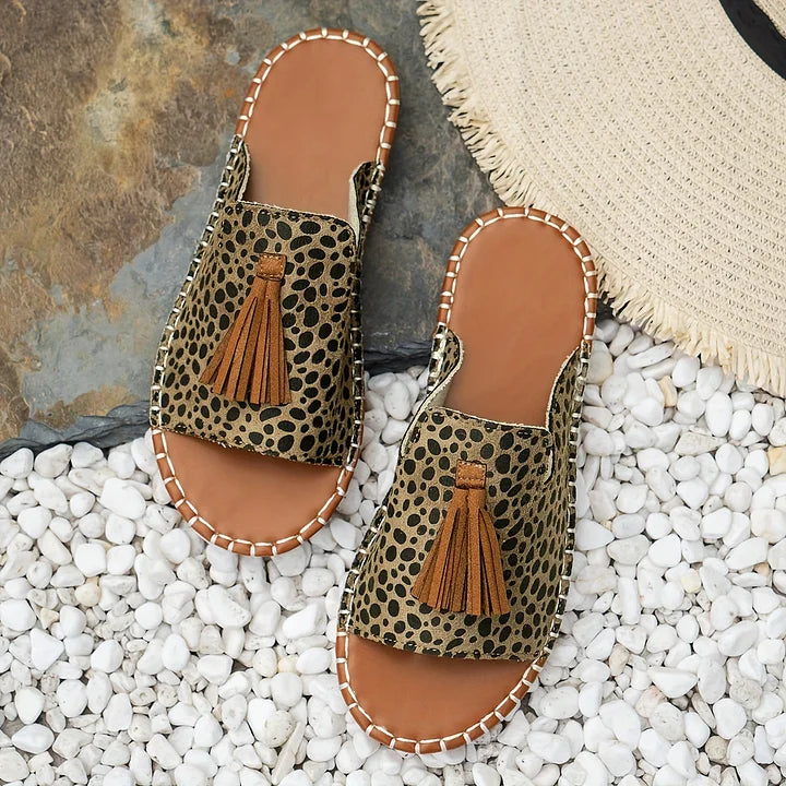 Sandali Boho con Frange per Donna – Comode Ciabatte Estive con Stampa Ethno