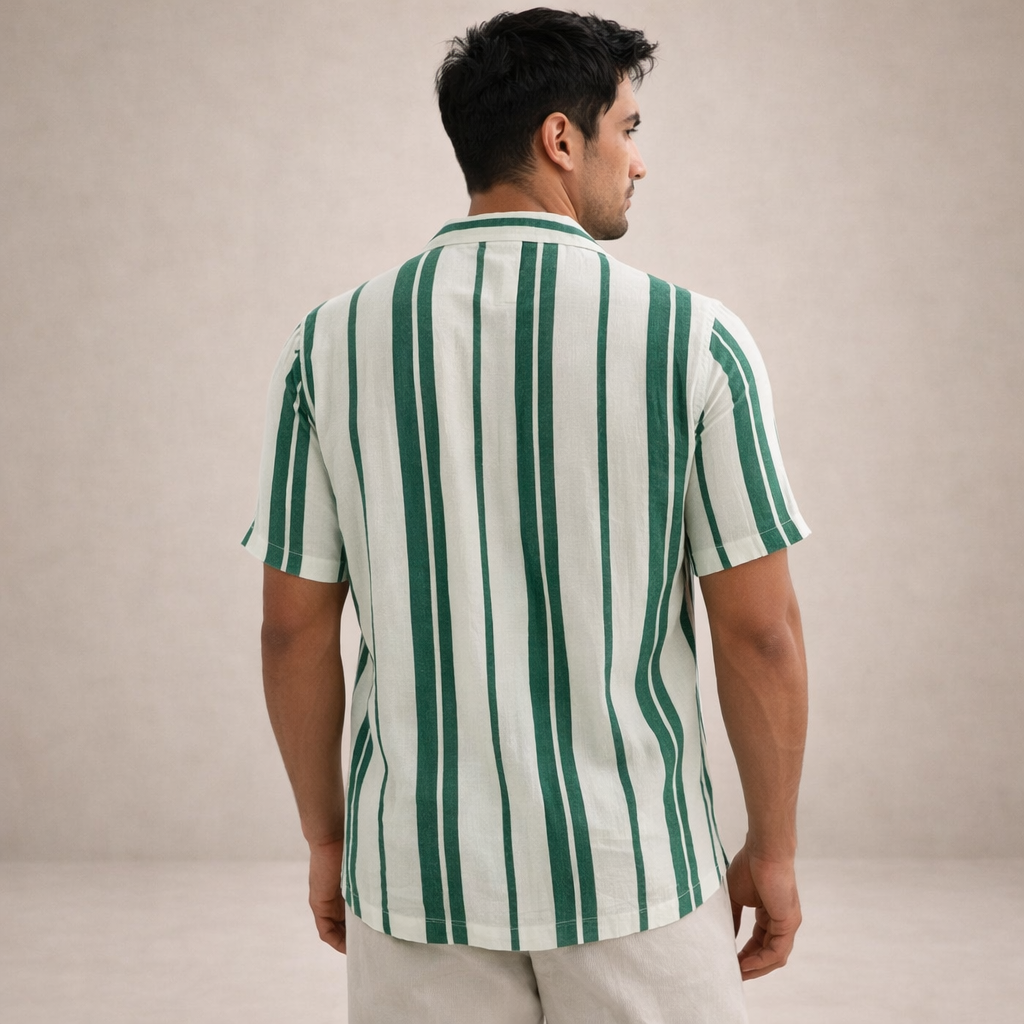 Camicia a maniche corte a righe per uomo – Camicia estiva leggera con vestibilità comoda