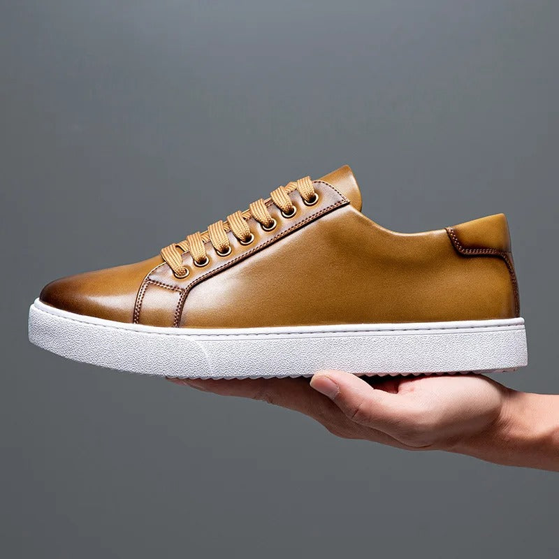 Sneaker in pelle da uomo moderne con suola bianca – Scarpe casual eleganti per il quotidiano e il business