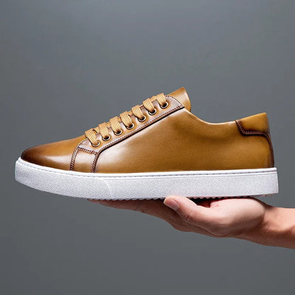 Sneaker in pelle da uomo moderne con suola bianca – Scarpe casual eleganti per il quotidiano e il business