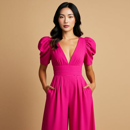 Isaline - Tuta lunga da donna, aderente, silhouette allungata