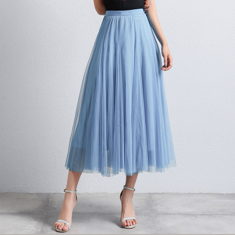 Gonna Midi Elegante in Tulle per Donna – Gonna Plissettata a Vita Alta per Look Stilosi