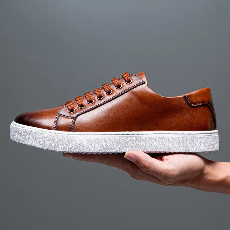 Sneaker in pelle da uomo moderne con suola bianca – Scarpe casual eleganti per il quotidiano e il business