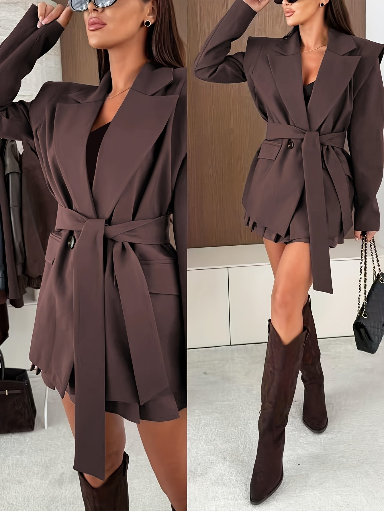 Auréva - Blazer primaverile elegante con spalle accentuate e cintura per una silhouette femminile