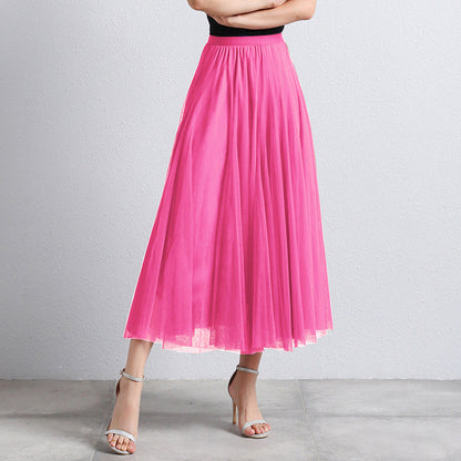 Gonna Midi Elegante in Tulle per Donna – Gonna Plissettata a Vita Alta per Look Stilosi