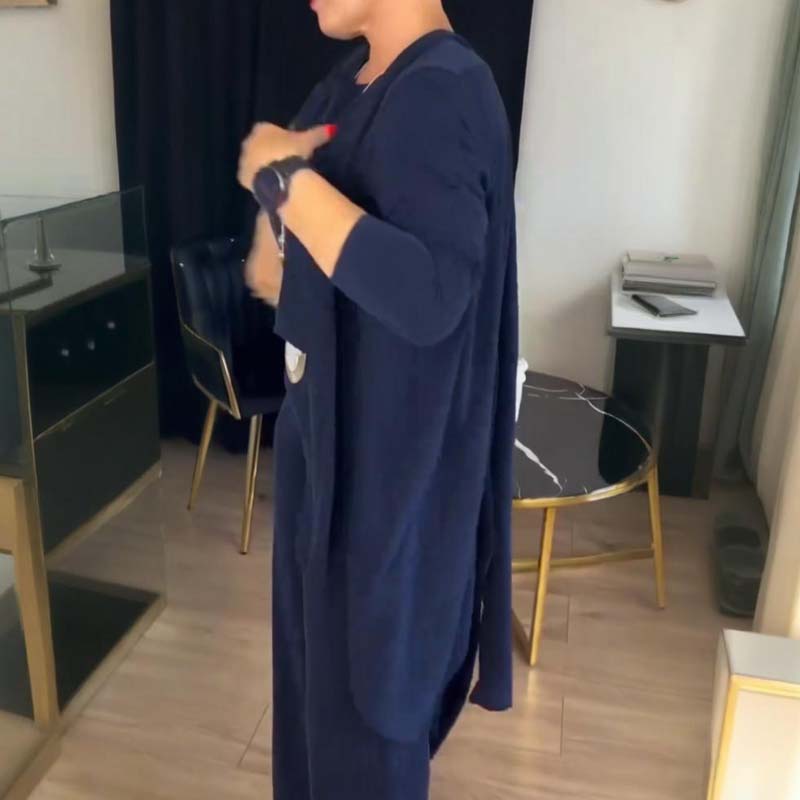 Mirevel - Set di Tre Pezzi per Donne, Comodo ed Elegante, composto da un Top, un Blazer e un Pantalone in Colore Unito