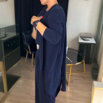 Mirevel - Set di Tre Pezzi per Donne, Comodo ed Elegante, composto da un Top, un Blazer e un Pantalone in Colore Unito
