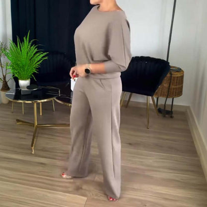 Mirevel - Set di Tre Pezzi per Donne, Comodo ed Elegante, composto da un Top, un Blazer e un Pantalone in Colore Unito