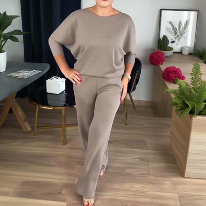 Mirevel - Set di Tre Pezzi per Donne, Comodo ed Elegante, composto da un Top, un Blazer e un Pantalone in Colore Unito