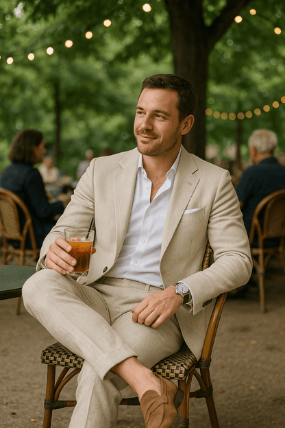 Elegantissimo Completo in Lino Slim Fit – Completo Estivo Moderno per Uomini