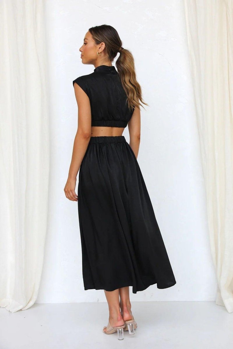 Abito Midi Elegante con Cut-Out per Donne – Scollo Adatto e Fluttuante per Occasioni Speciali