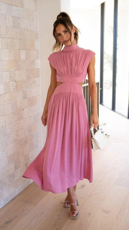 Abito Midi Elegante con Cut-Out per Donne – Scollo Adatto e Fluttuante per Occasioni Speciali