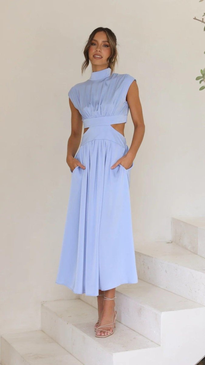 Abito Midi Elegante con Cut-Out per Donne – Scollo Adatto e Fluttuante per Occasioni Speciali