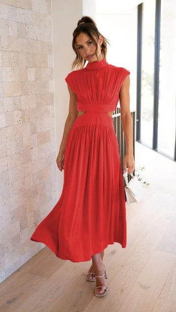 Abito Midi Elegante con Cut-Out per Donne – Scollo Adatto e Fluttuante per Occasioni Speciali