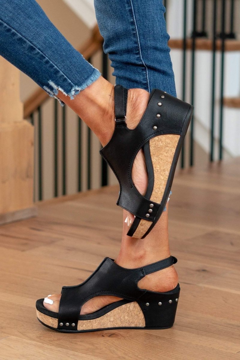 Sandali con tacco a cuneo e suola in sughero – Scarpe estive alla moda per donne