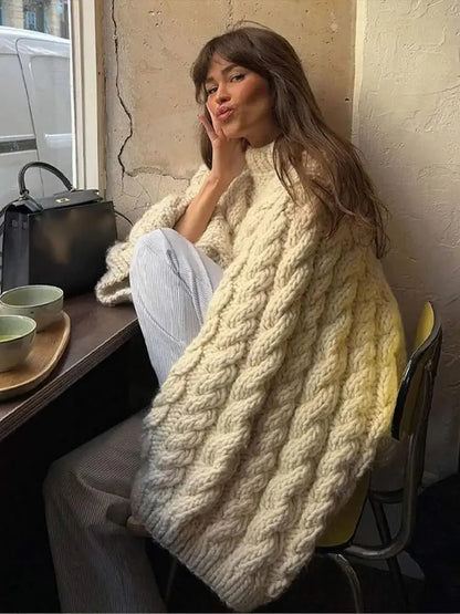 Marguerite - Abito oversize in maglia elegante con maniche lunghe e ampie per la primavera e l'autunno per donne