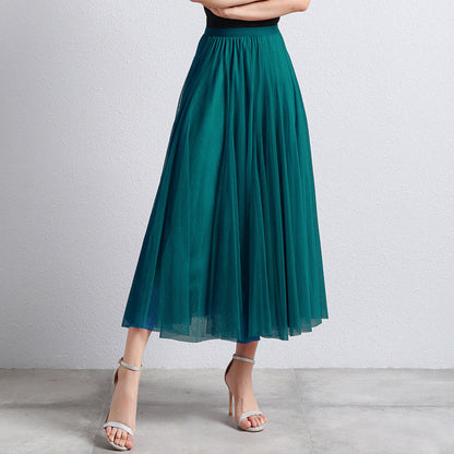 Gonna Midi Elegante in Tulle per Donna – Gonna Plissettata a Vita Alta per Look Stilosi