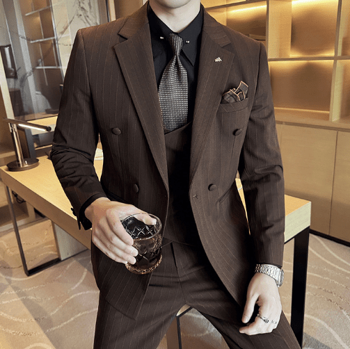 Elegante completo da uomo doppiopetto slim fit – completo da business e da cerimonia 3 pezzi