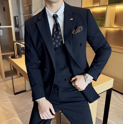 Elegante completo da uomo doppiopetto slim fit – completo da business e da cerimonia 3 pezzi