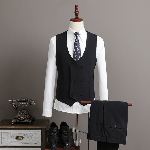 Elegante completo da uomo doppiopetto slim fit – completo da business e da cerimonia 3 pezzi
