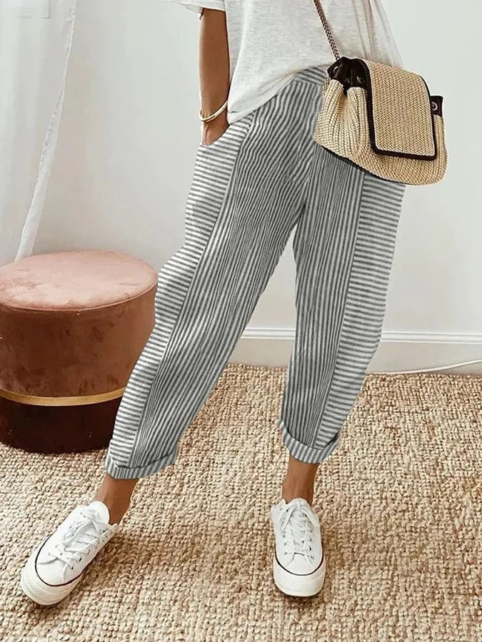 Look estivo casual per donne Pantaloni a righe con taglio morbido e vestibilità comoda