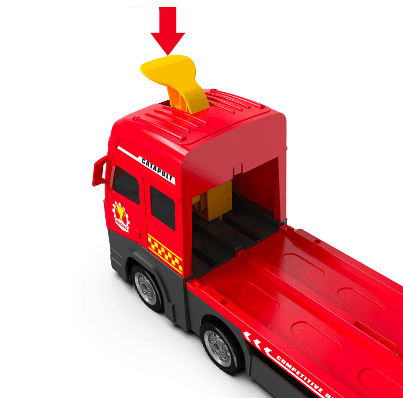 NitroLane - Camion da trasporto con pista da corsa integrata e diverse auto da corsa per bambini
