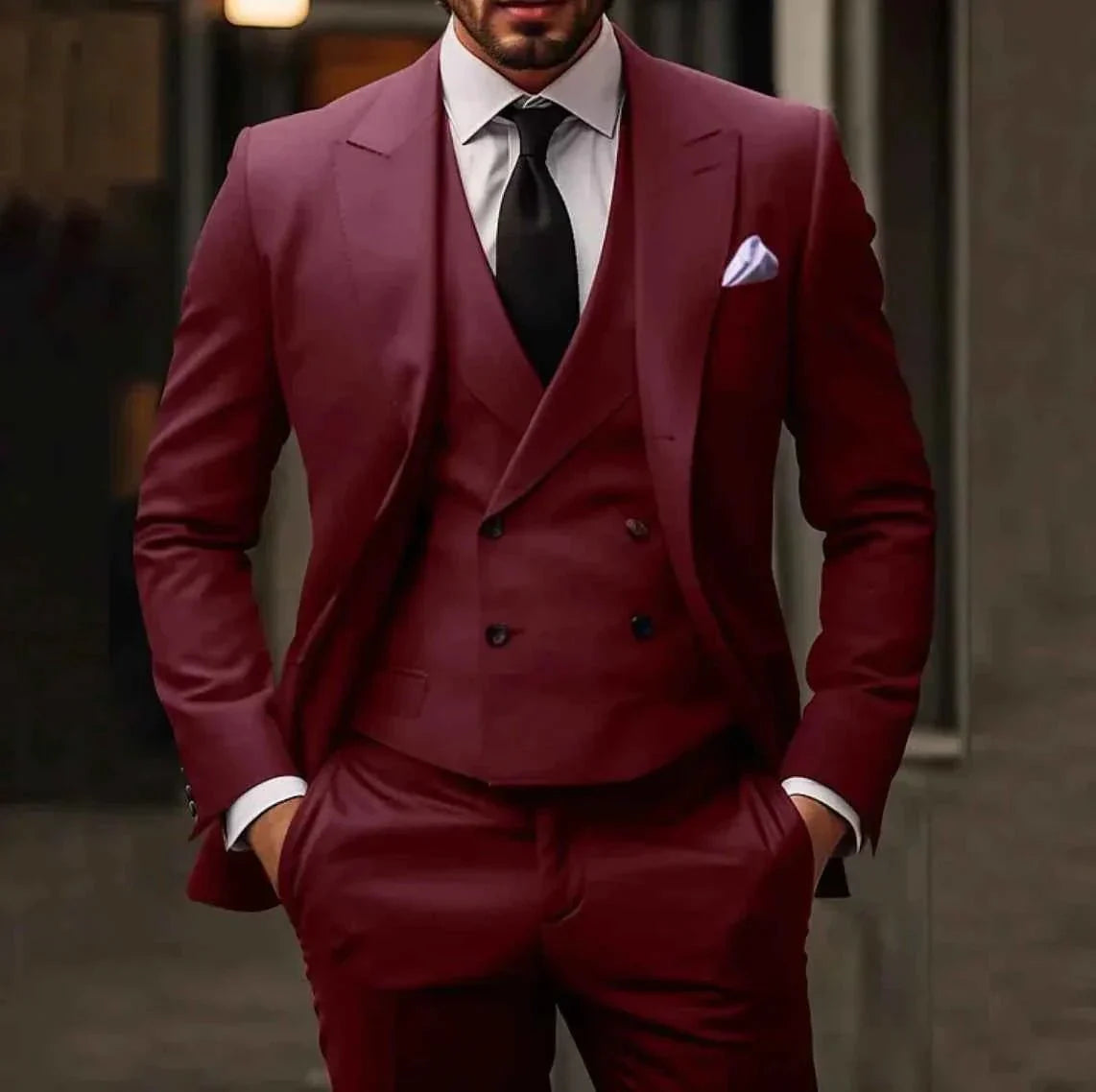 Completo da uomo 3 pezzi esclusivo – Moderno slim fit per matrimoni e affari