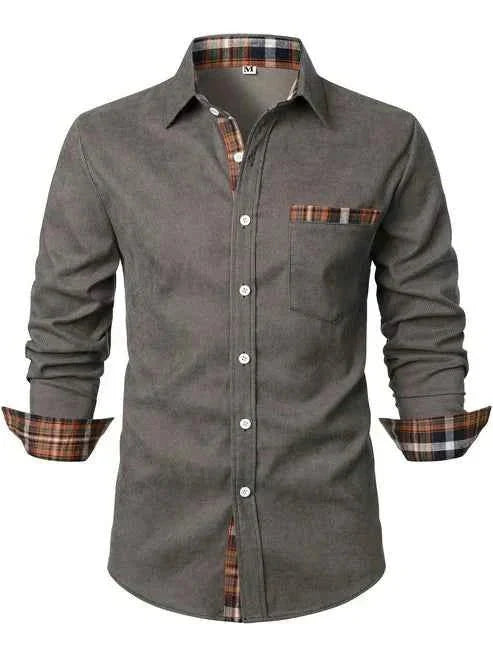 Camicia Slim Fit Moderna – Elegante camicia a maniche lunghe con dettagli a quadri e taschino per uomo