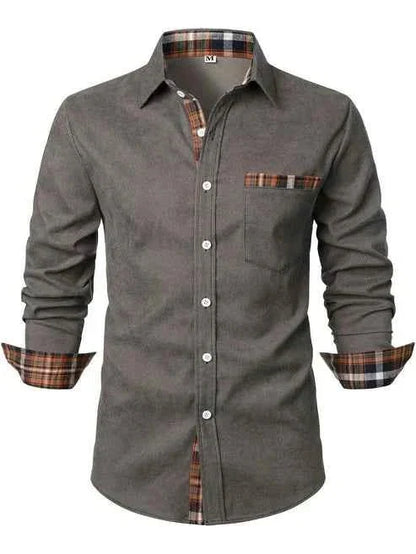 Camicia Slim Fit Moderna – Elegante camicia a maniche lunghe con dettagli a quadri e taschino per uomo
