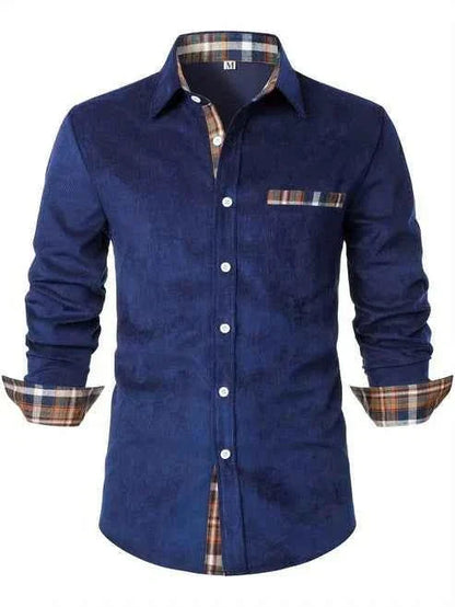 Camicia Slim Fit Moderna – Elegante camicia a maniche lunghe con dettagli a quadri e taschino per uomo