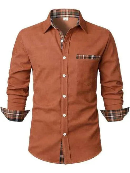 Camicia Slim Fit Moderna – Elegante camicia a maniche lunghe con dettagli a quadri e taschino per uomo
