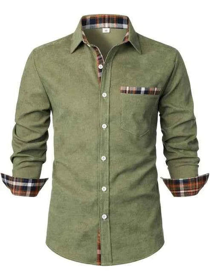 Camicia Slim Fit Moderna – Elegante camicia a maniche lunghe con dettagli a quadri e taschino per uomo