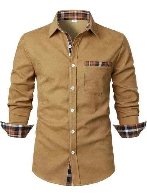 Camicia Slim Fit Moderna – Elegante camicia a maniche lunghe con dettagli a quadri e taschino per uomo