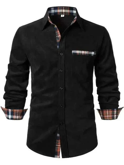 Camicia Slim Fit Moderna – Elegante camicia a maniche lunghe con dettagli a quadri e taschino per uomo