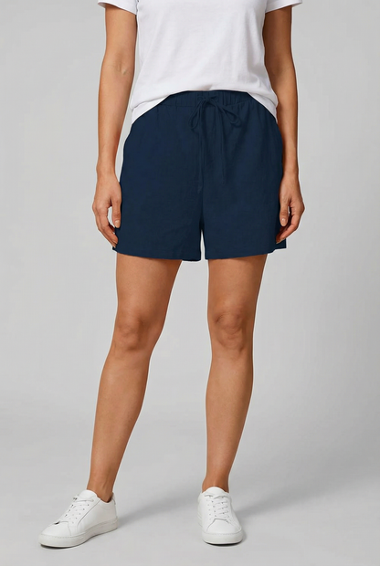 Pantaloni corti casual da donna con vita elasticizzata e cordino – Pantaloni estivi leggeri con tasche