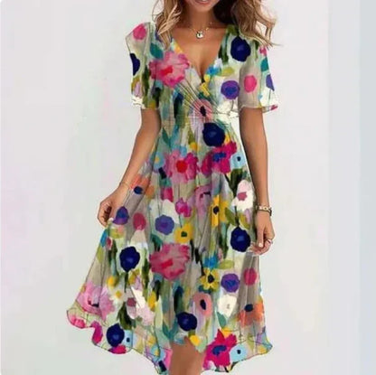 Abito avvolgente leggero con stampa – arioso, elegante e aderente per donne