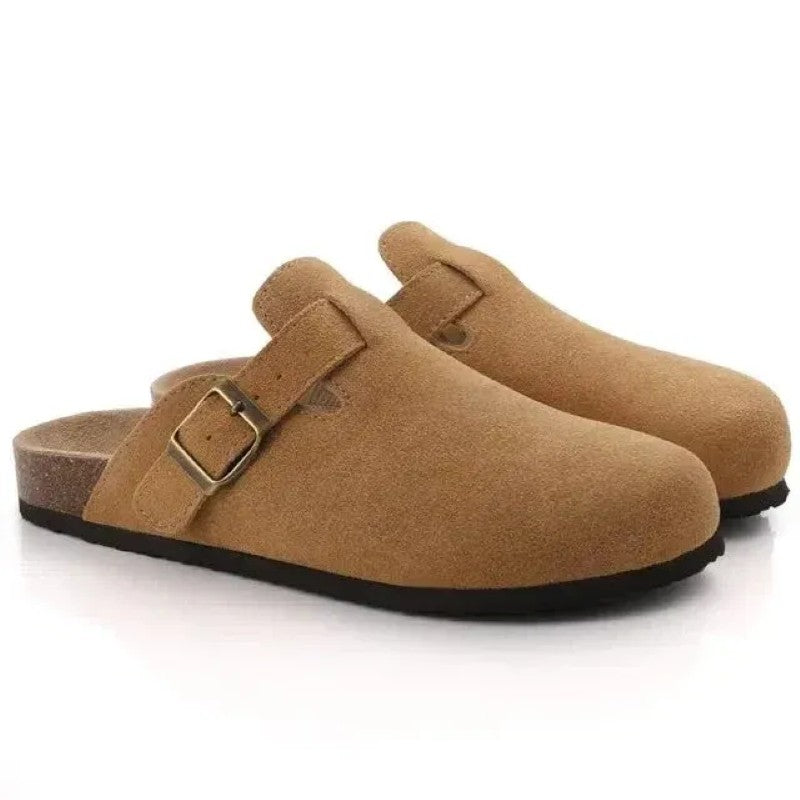 sabot boston in camoscio con fibbia