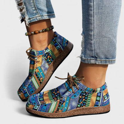 Scarpe da tempo libero comode con stampa Boho per donne – Scarpe stringate leggere per il quotidiano e i viaggi