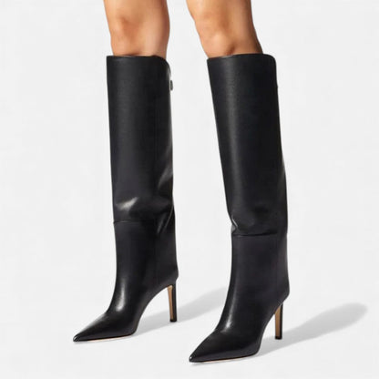 Aurivane - Eleganti Stivali Alti in Pelle con Tacco