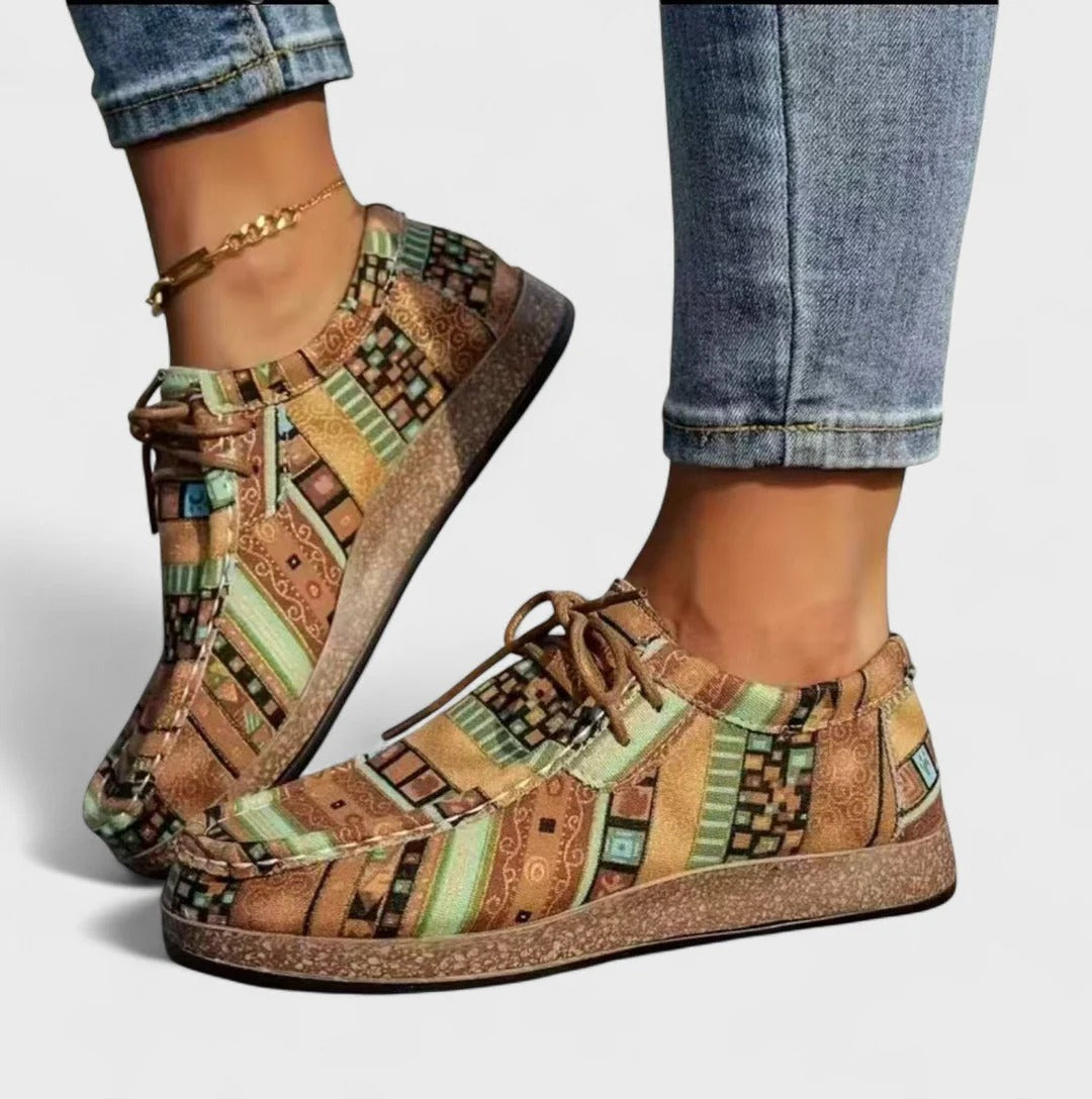 Scarpe da tempo libero comode con stampa Boho per donne – Scarpe stringate leggere per il quotidiano e i viaggi