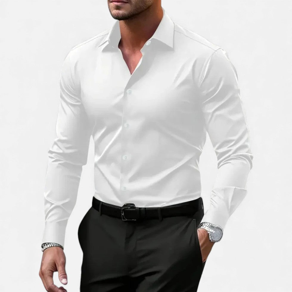 camicia uomo slim fit antipiega vista frontale