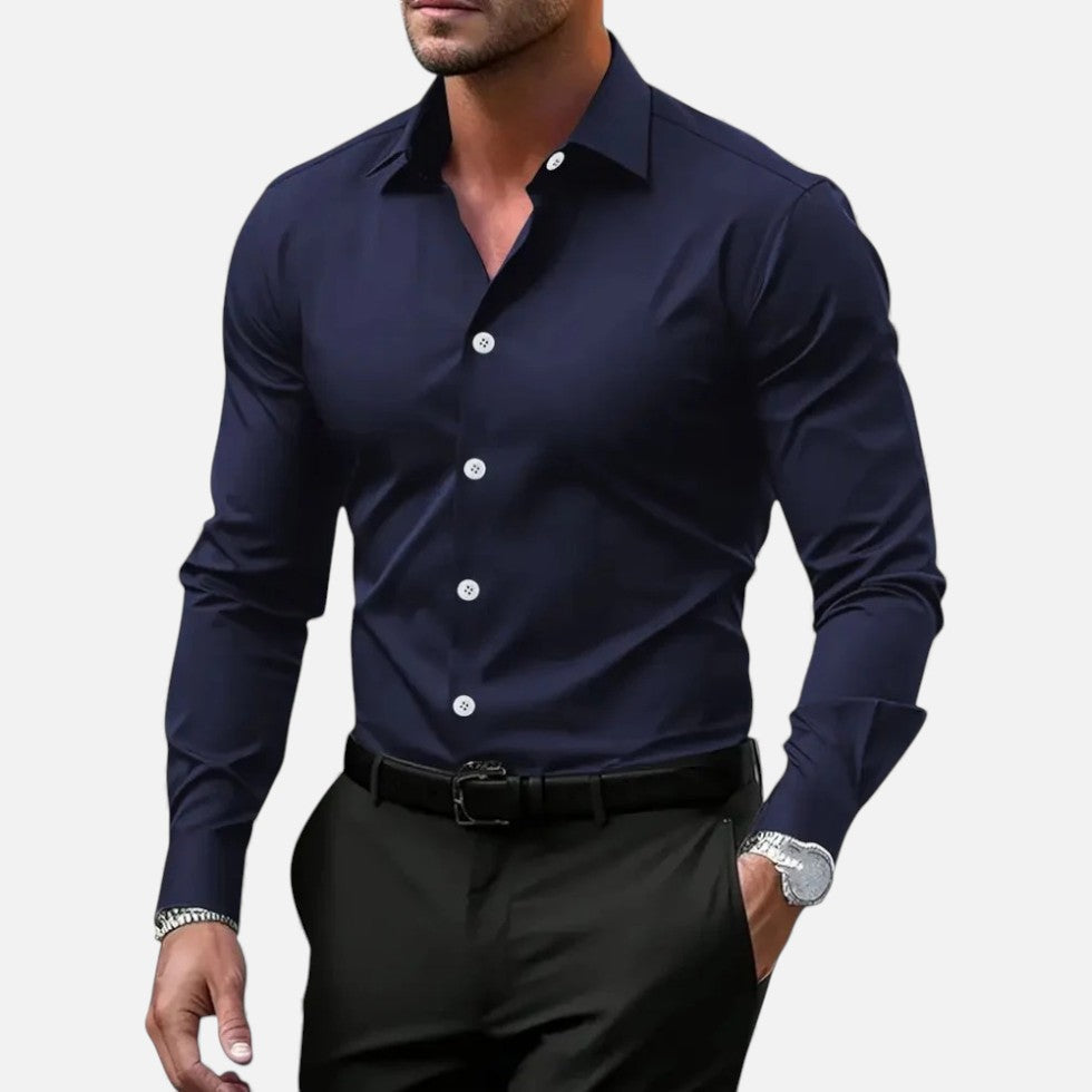 camicia uomo slim fit antipiega business