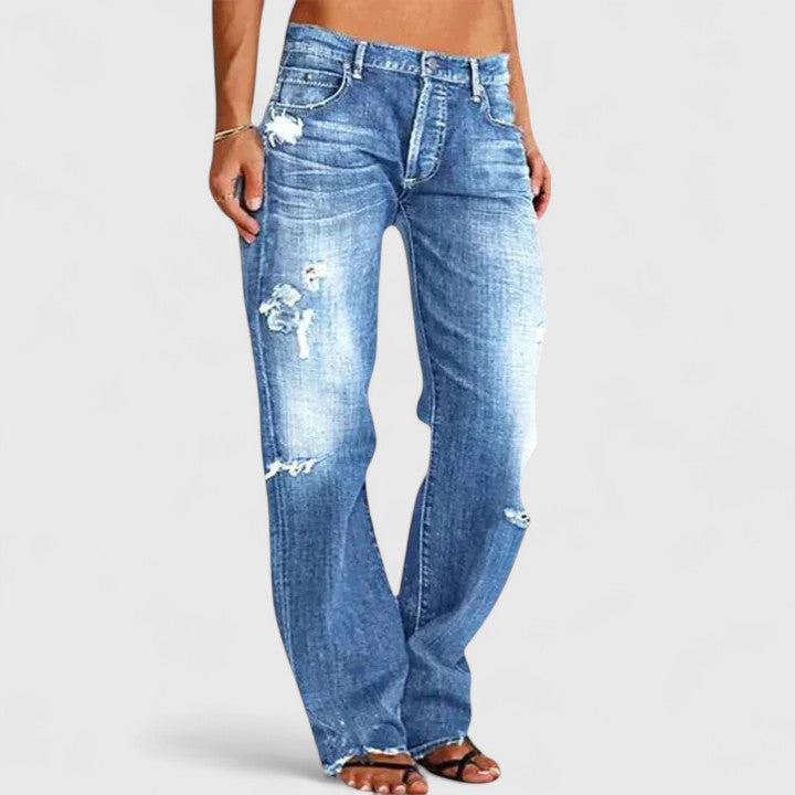 Jeans Destroyed Casual da Donna in Fit Dritto – Look Vintage & Comfort Quotidiano