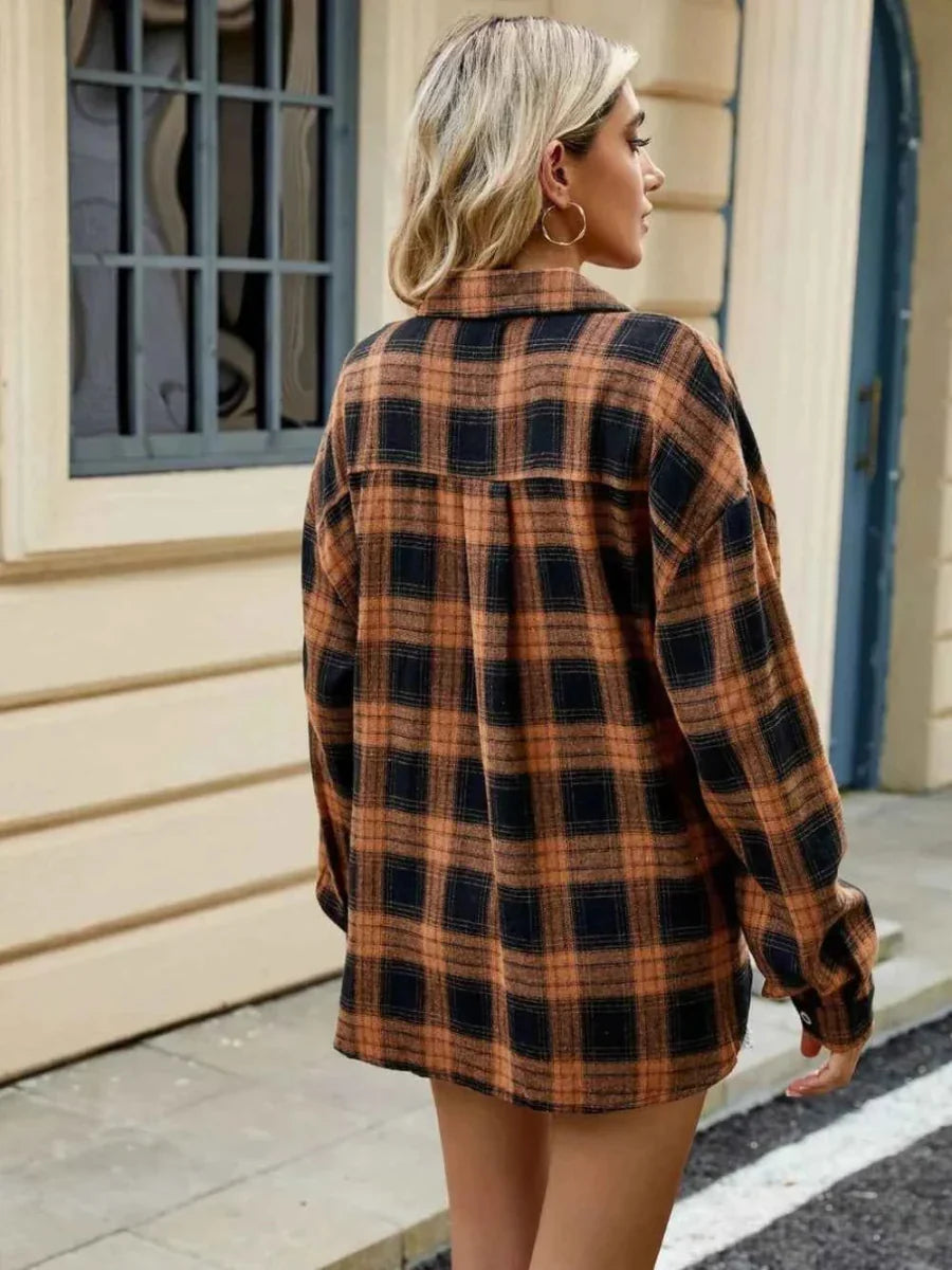 Giacca a camicia a quadri per donna – Giacca in flanella casual dallo stile rilassato