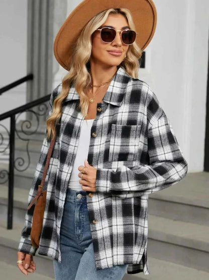 Giacca a camicia a quadri per donna – Giacca in flanella casual dallo stile rilassato