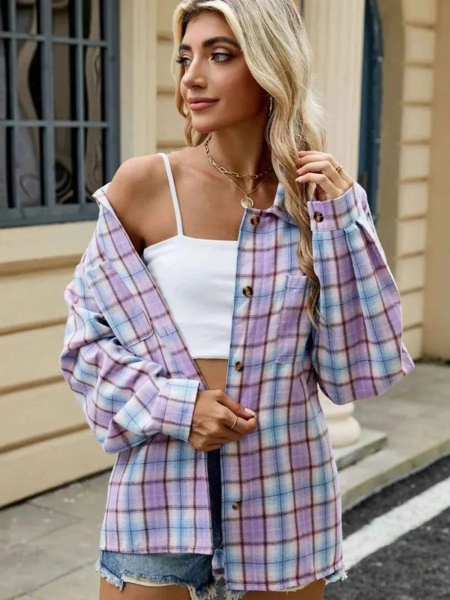 Giacca a camicia a quadri per donna – Giacca in flanella casual dallo stile rilassato