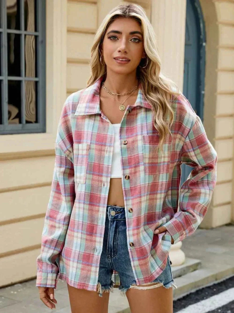 Giacca a camicia a quadri per donna – Giacca in flanella casual dallo stile rilassato